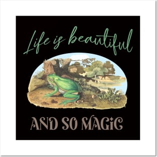 Frog Illustration with Quote: Life is Beautiful Posters and Art